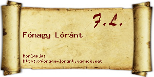 Fónagy Lóránt névjegykártya